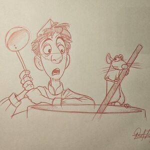 Disney Pixar Ratatouille Linguini Concept Drawing/Sketch Animation Art Signed